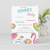 Zwembadfeest Zomer Verjaardagsfeest Kaart (Staand voorkant)