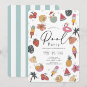 Zwembadfeest Zomer Zwemmen Volwassenen Kaart (Voorkant / Achterkant)