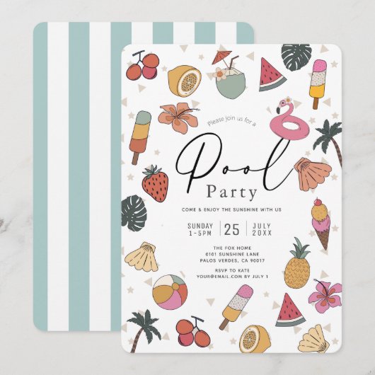 Zwembadfeest Zomer Zwemmen Volwassenen Kaart (Voorkant / Achterkant)