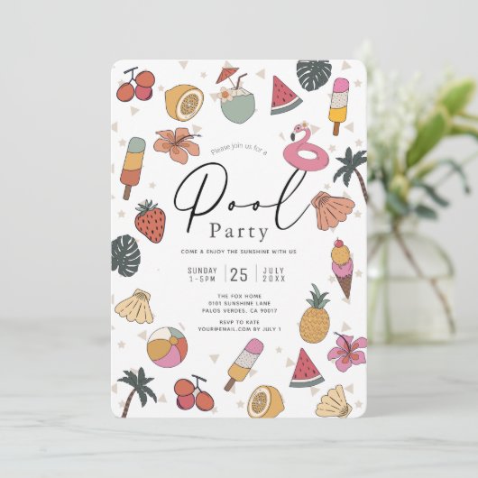 Zwembadfeest Zomer Zwemmen Volwassenen Kaart (Staand voorkant)