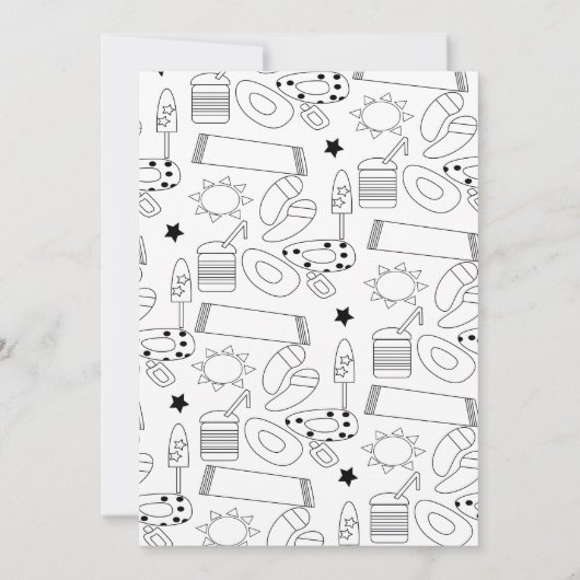 Zwembadfeest Zwart Wit Kleurenpatroon Kaart (Achterkant)