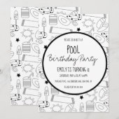 Zwembadfeest Zwart Wit Kleurenpatroon Kaart (Voorkant / Achterkant)