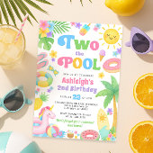 Zwembadfeestje 2e verjaardagsuitnodiging - Twee na Kaart