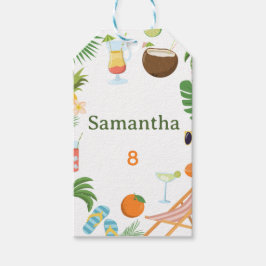Zwembadfeestje Gift Tags - Zomer Tropisch Thema Cadeaulabel