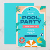 Zwembadfeestje Kaart (Voorkant / Achterkant)