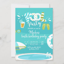 Zwembadfeestje Kinderverjaardagsuitnodiging