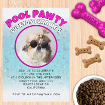 Zwembadfeestje puppy hond aangepaste foto verjaard