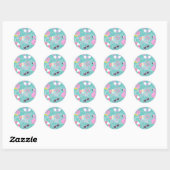 Zwembadfeestje Roze en paarse verjaardag meisje Ronde Sticker (Vel)