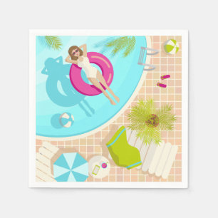 Zwembadfeestmeisje in bikini zomerstrand  servet