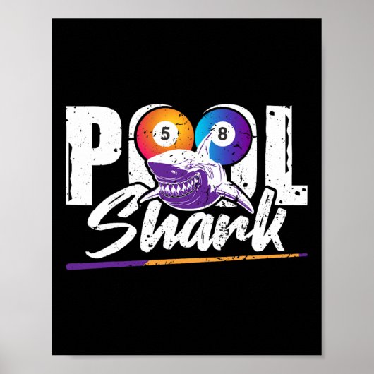 Zwembadhaai – 8-ball biljart poster (Voorkant)