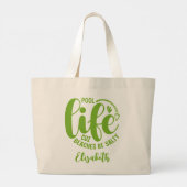 Zwembadleven Lime Green Grote Tote Bag (Achterkant)