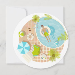 Zwembadman op tropische zomerse strandvakantie kaart