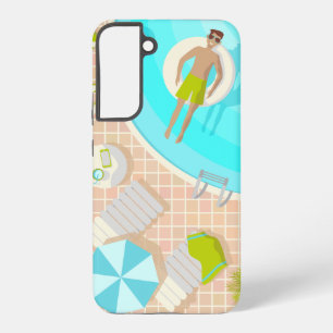 Zwembadman op tropische zomerse strandvakantie samsung galaxy hoesje