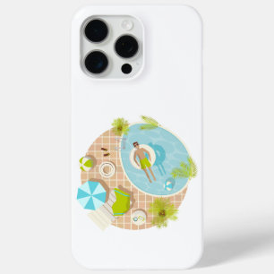 Zwembadman op tropische zomerstrandvakantie iPhone 15 pro max hoesje
