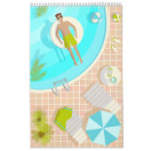 Zwembadman op tropische zomerstrandvakantie kalender (Hoes)