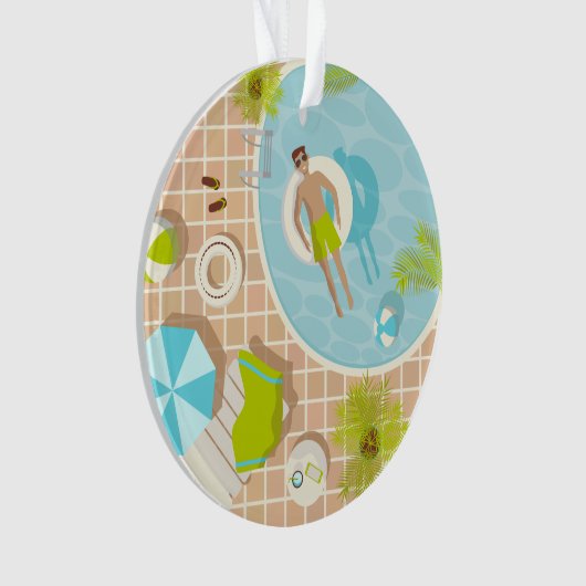 Zwembadman op tropische zomerstrandvakantie ornament (voorkant)