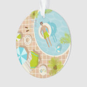 Zwembadman op tropische zomerstrandvakantie ornament (voorkant)