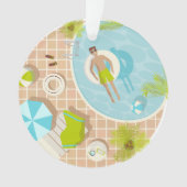 Zwembadman op tropische zomerstrandvakantie ornament (voorkant)