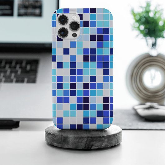 Zwembadtegels, Blauwe Mozaïektegels, Geometrisch P Case-Mate iPhone Case
