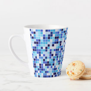 Zwembadtegels, Blauwe Mozaïektegels, Geometrisch P Latte Mok
