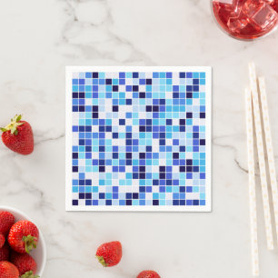 Zwembadtegels, Blauwe Mozaïektegels, Geometrisch P Servet