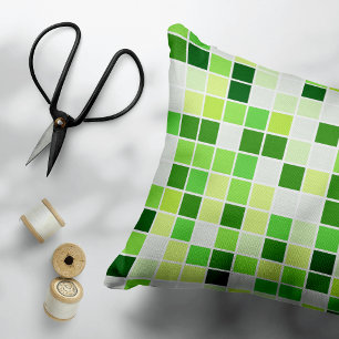 Zwembadtegels, groene mozaïektegels, geometrisch p accent kussen