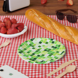 Zwembadtegels, groene mozaïektegels, geometrisch p papieren bordje