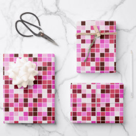 Zwembadtegels, Roze Mozaïektegels, Geometrisch Pat Inpakpapier Vel