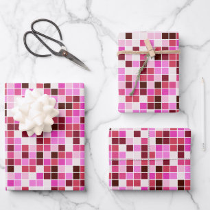 Zwembadtegels, Roze Mozaïektegels, Geometrisch Pat Inpakpapier Vel