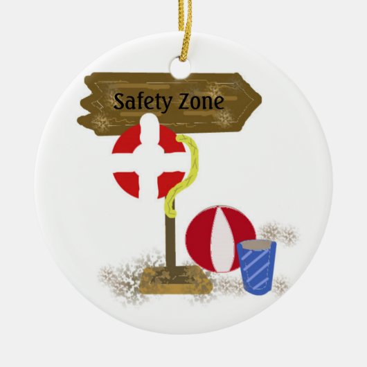 Zwembadwachter Veiligheidszone Keramisch Ornament (Voorkant)
