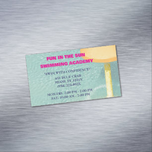 Zwembadwaterlessen om te zwemmen magnetisch visitekaartje