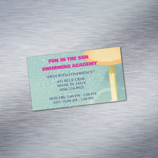 Zwembadwaterlessen om te zwemmen magnetisch visitekaartje (Voorbeeld)