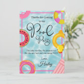 Zwemband Verjaardagsfeestje Bedankkaart (Staand voorkant)