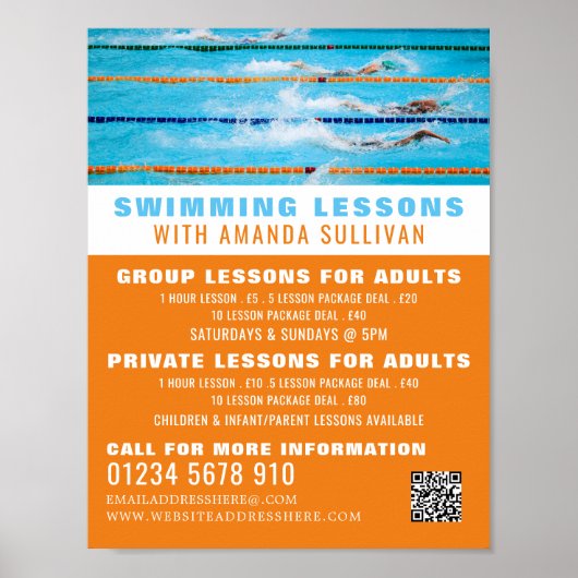 Zwembanen, Zwemles Adverteren Poster (Voorkant)