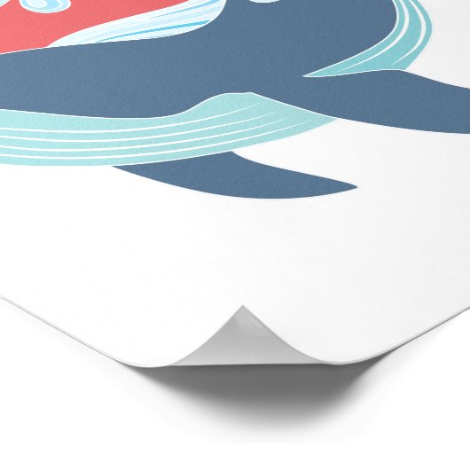 zwemblauwe walvis poster (Hoek)