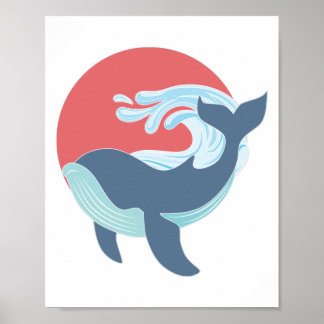 zwemblauwe walvis poster