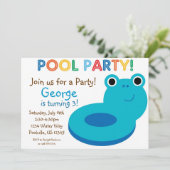 Zwembolpartij - Blauwe Pool Floaty Birthday Kaart (Staand voorkant)