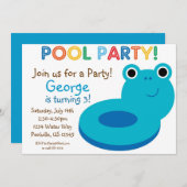 Zwembolpartij - Blauwe Pool Floaty Birthday Kaart (Voorkant / Achterkant)