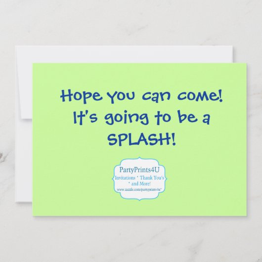 Zwembolpartij - Groene waterglijder op zaterdag Kaart (Achterkant)