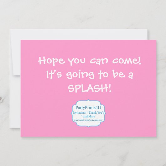 Zwembolpartij - Roze waterdij van zaterdag Kaart (Achterkant)