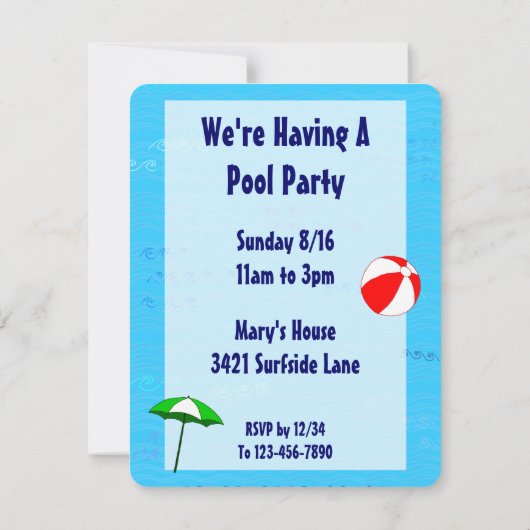 Zwembolthema Aangepaste feestdagen Kaart (Achterkant)