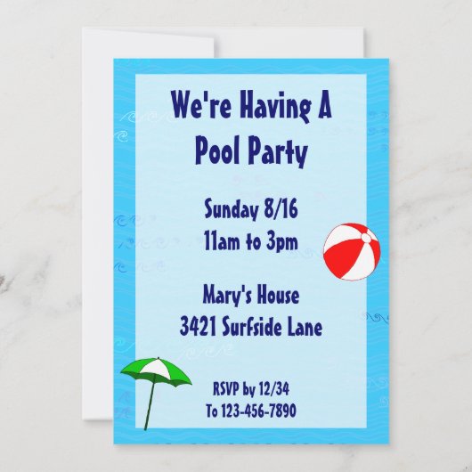 Zwembolthema Aangepaste feestdagen Kaart (Achterkant)