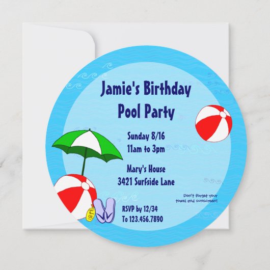 Zwembolthema Aangepaste ronde feestdagen Kaart (Achterkant)