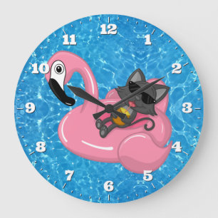 Zwembool Cute Cat Flamingo Blue Water Grote Klok