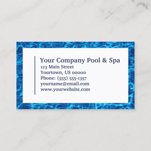 Zwembool Dienst Blauwe Water Ripple Visitekaartje (Achterkant)