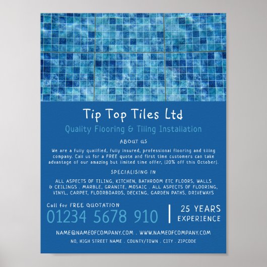Zwembool, vloer, Tegel installateur Adverteren Poster (Voorkant)