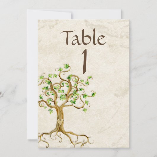  Zwemboomstam Tan Parchment Table Number Kaart (Voorkant)