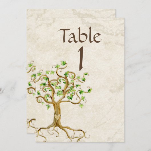 Zwemboomstam Tan Parchment Table Number Kaart (Voorkant / Achterkant)
