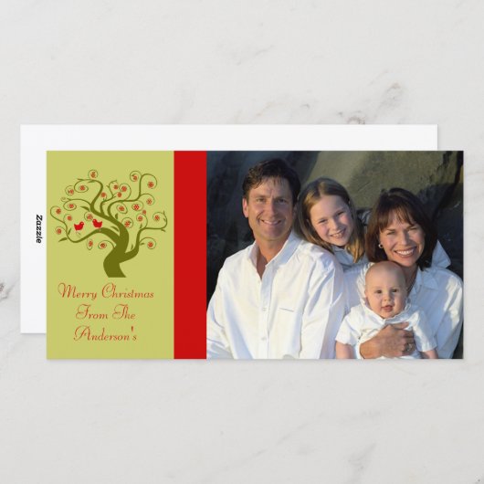 Zwemboomvogels Snowflake Merry kerst Feestdagenkaart (Voorkant / Achterkant)