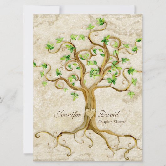 Zwemboomwortelen verouderd Tan Couples Shower Kaart (Voorkant)